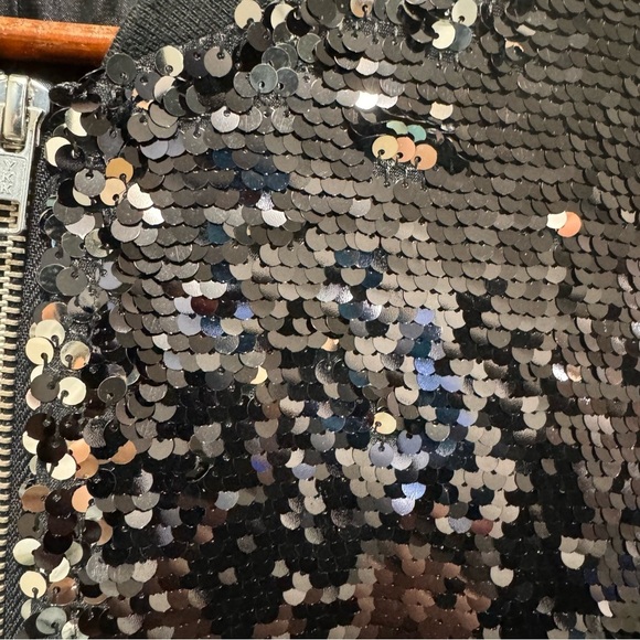 Minkpink Black Sequin Bomber Jacket Size Medium - Picture 5 of 13
